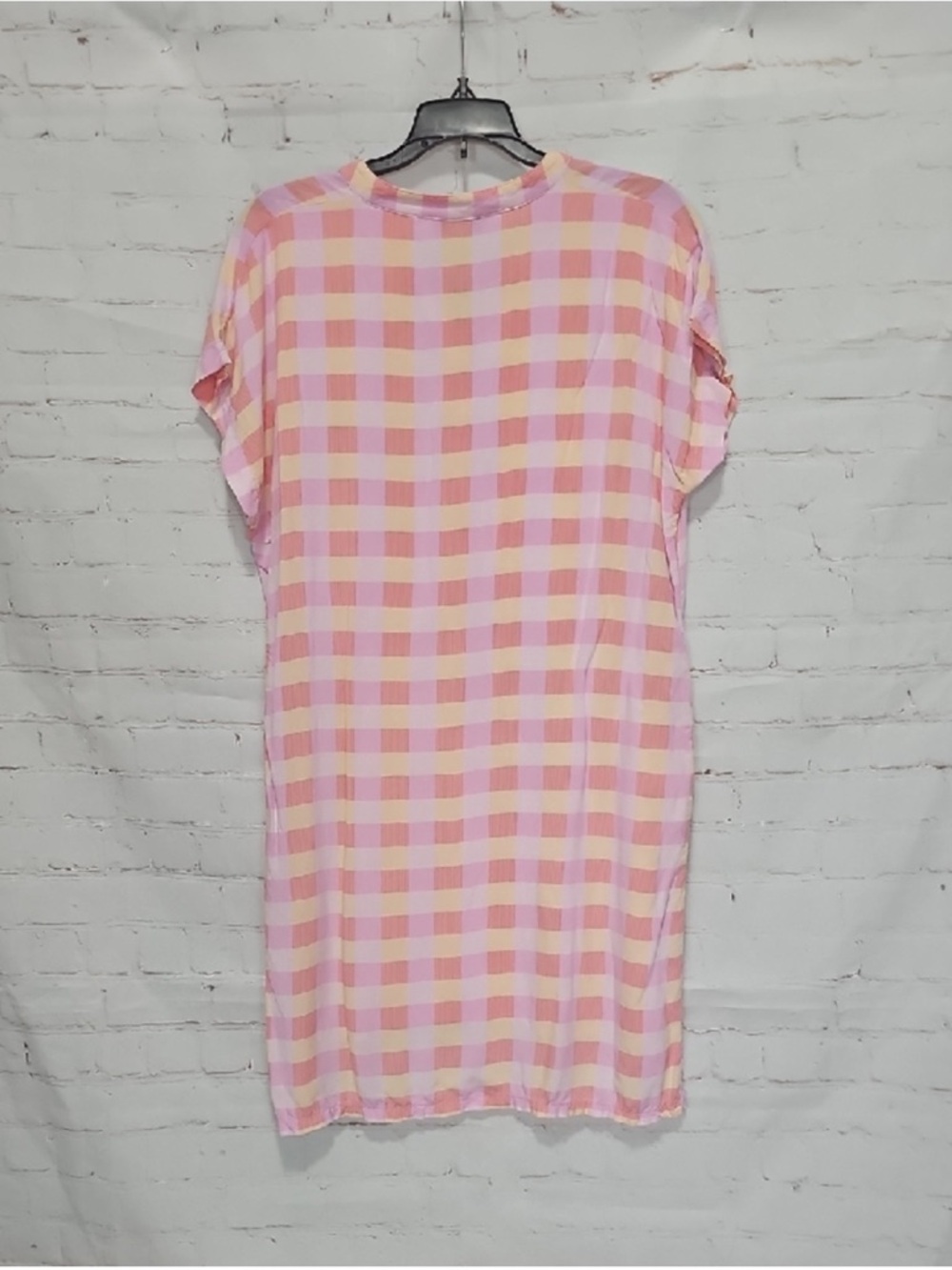 3/$10 Women’s Pink & Yellow Gingham Mini Dress Size XL - Picture 3 of 3